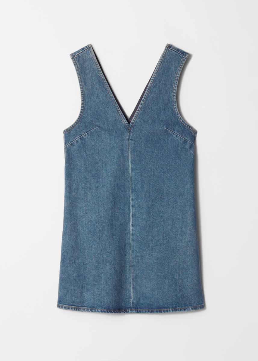 & Other Stories V-neck Denim Mini Dress In Blue
