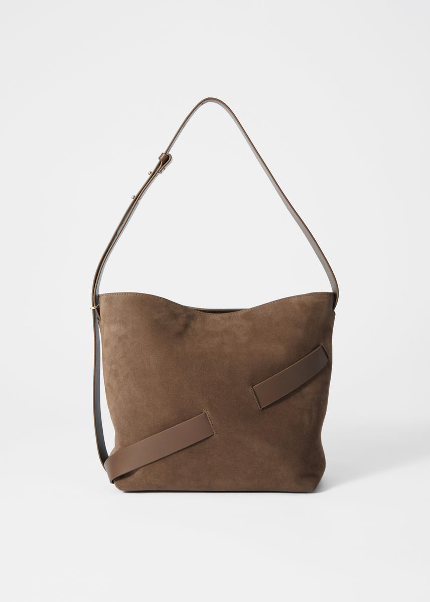 Suede Bucket Bag - Brown