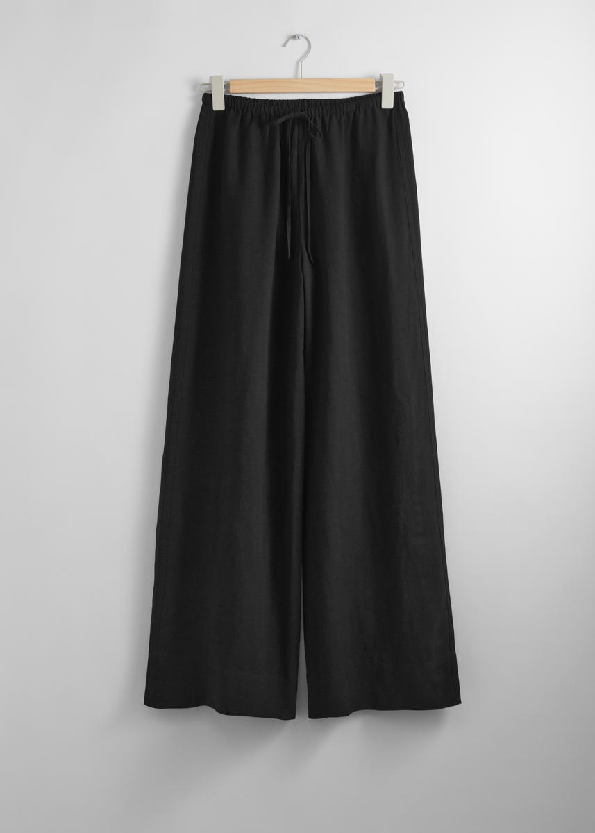 & Other Stories Relaxed Drawstring Trousers In Black