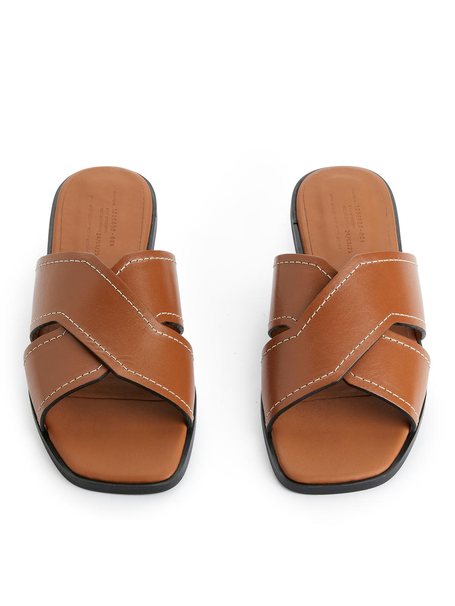 Leather Slides-#A76F43-7299