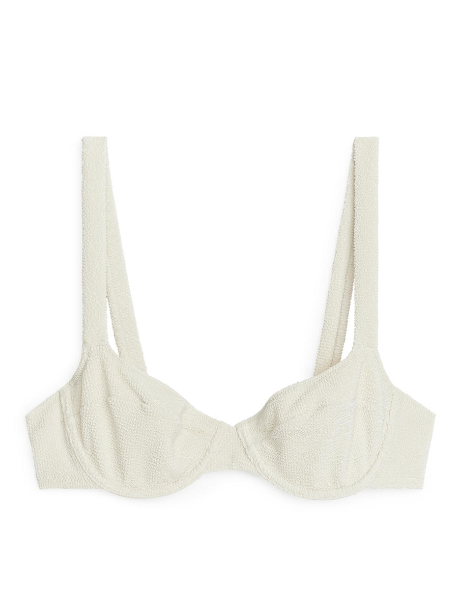 Crinkle Wired Bikini Top - Off White - Women - 1143577007