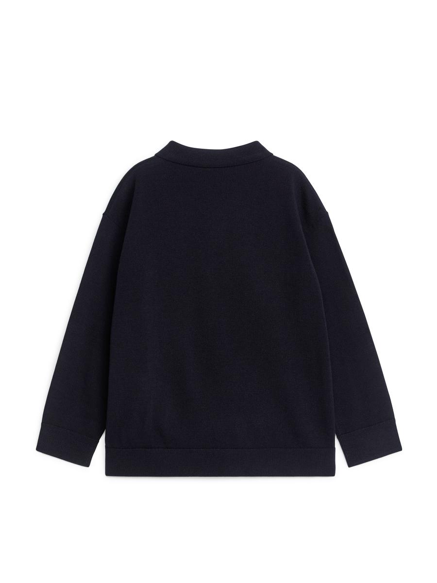 Wool Polo Jumper-#4C5164-3937