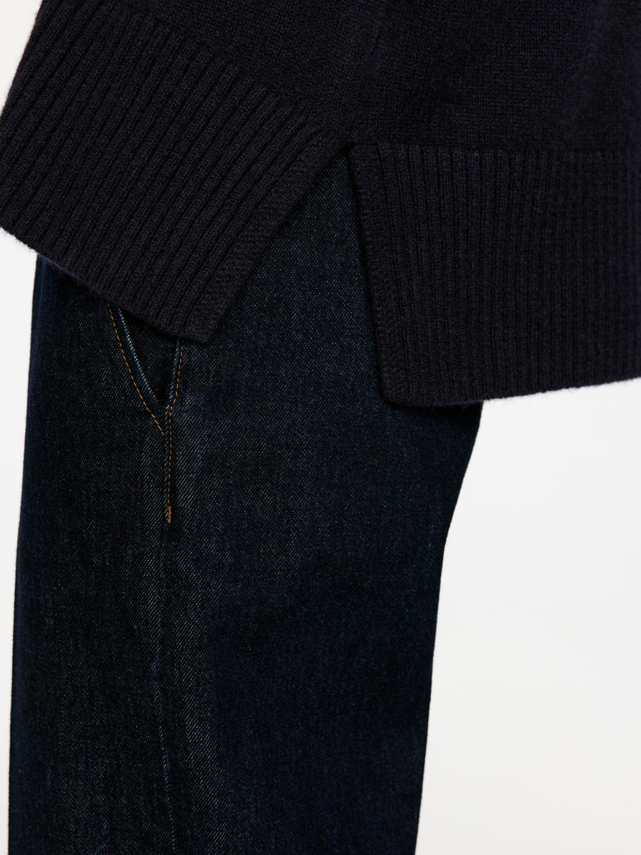 Relaxed Cashmere-Wool Jumper - Dark Blue - Loose fit - Women - 1197416009