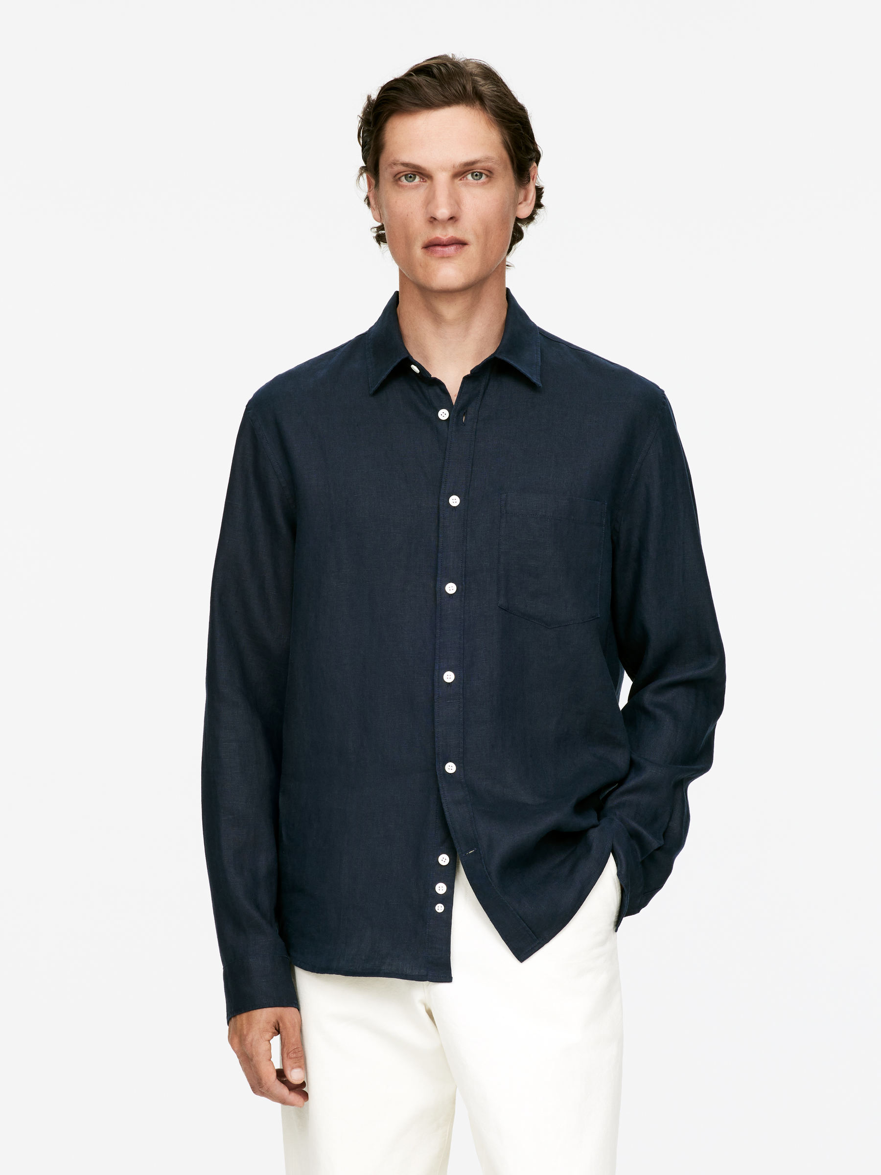 Regular-Fit Linen Shirt-#2B2C32-512
