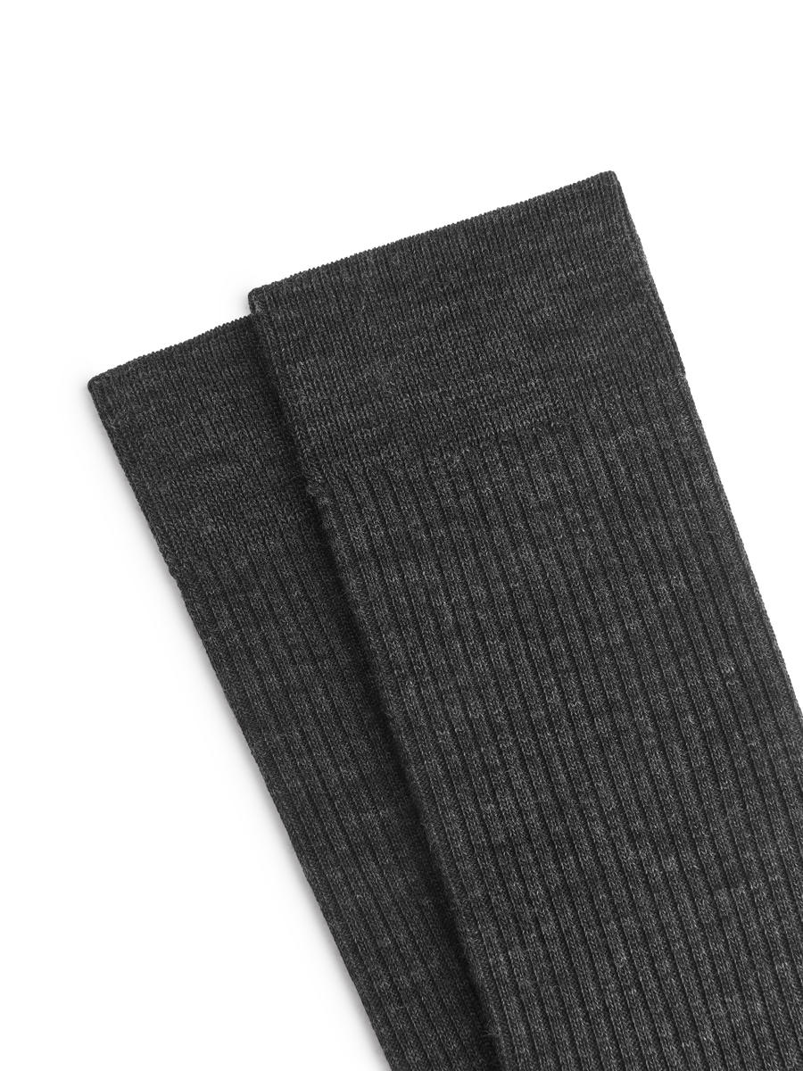 Gerippte Socken aus Wollmischung, 2 Paar-#494A4F-12237