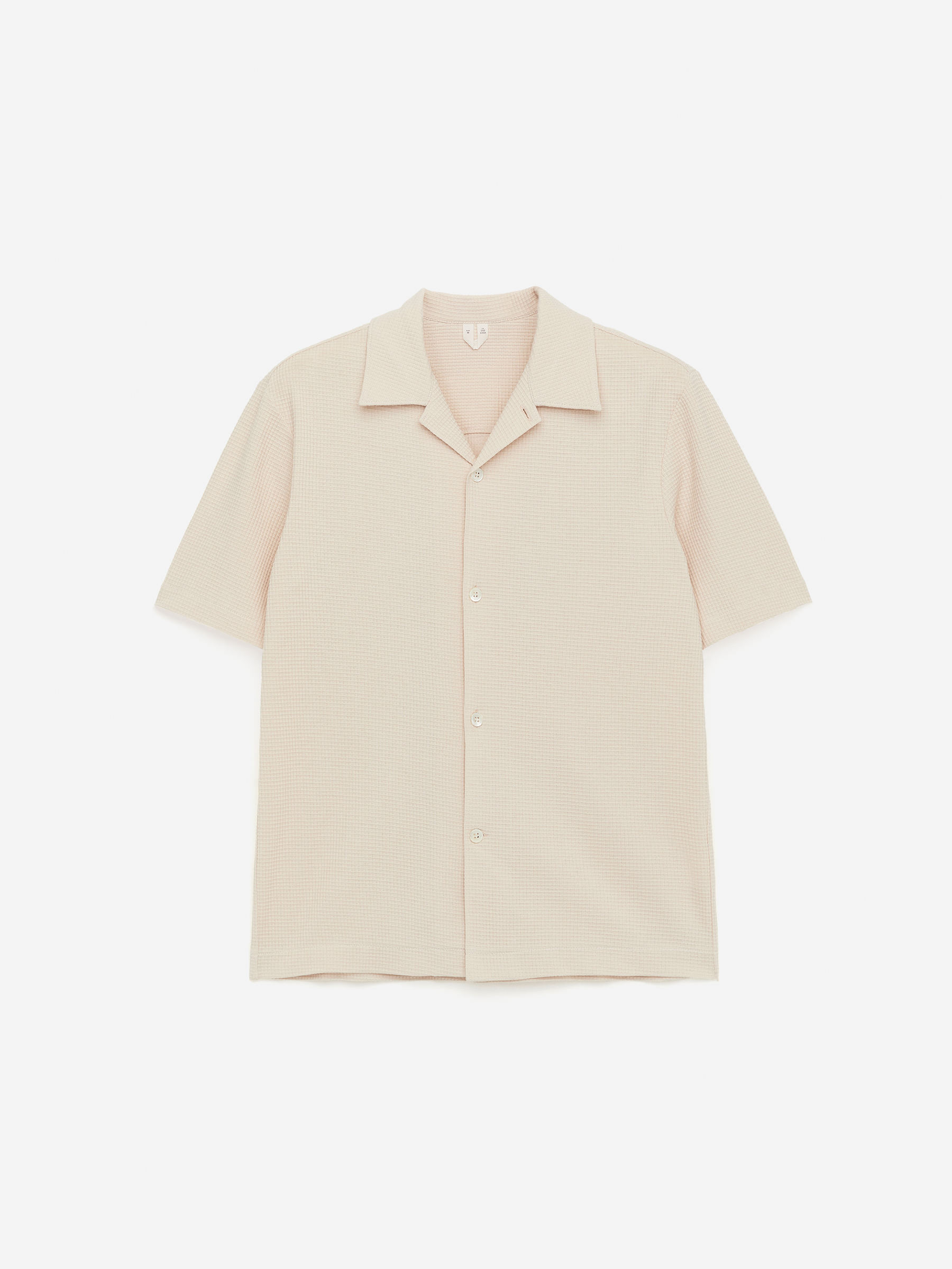 Waffle Jersey Shirt-Beige-15611