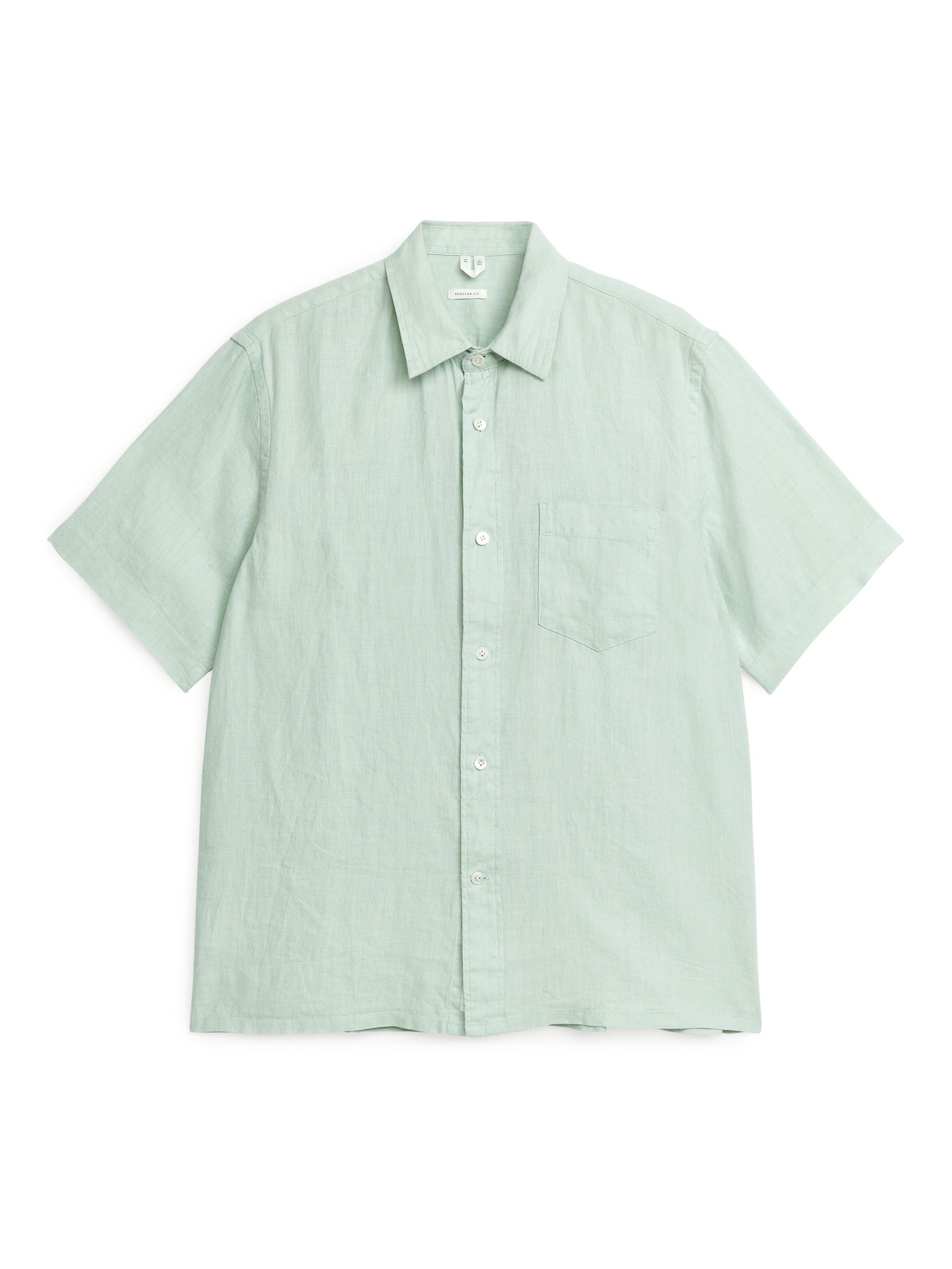 Short-Sleeved Linen Shirt - Mint Green - Regular fit - Men - StillMedia/DescriptiveStillLife - 1