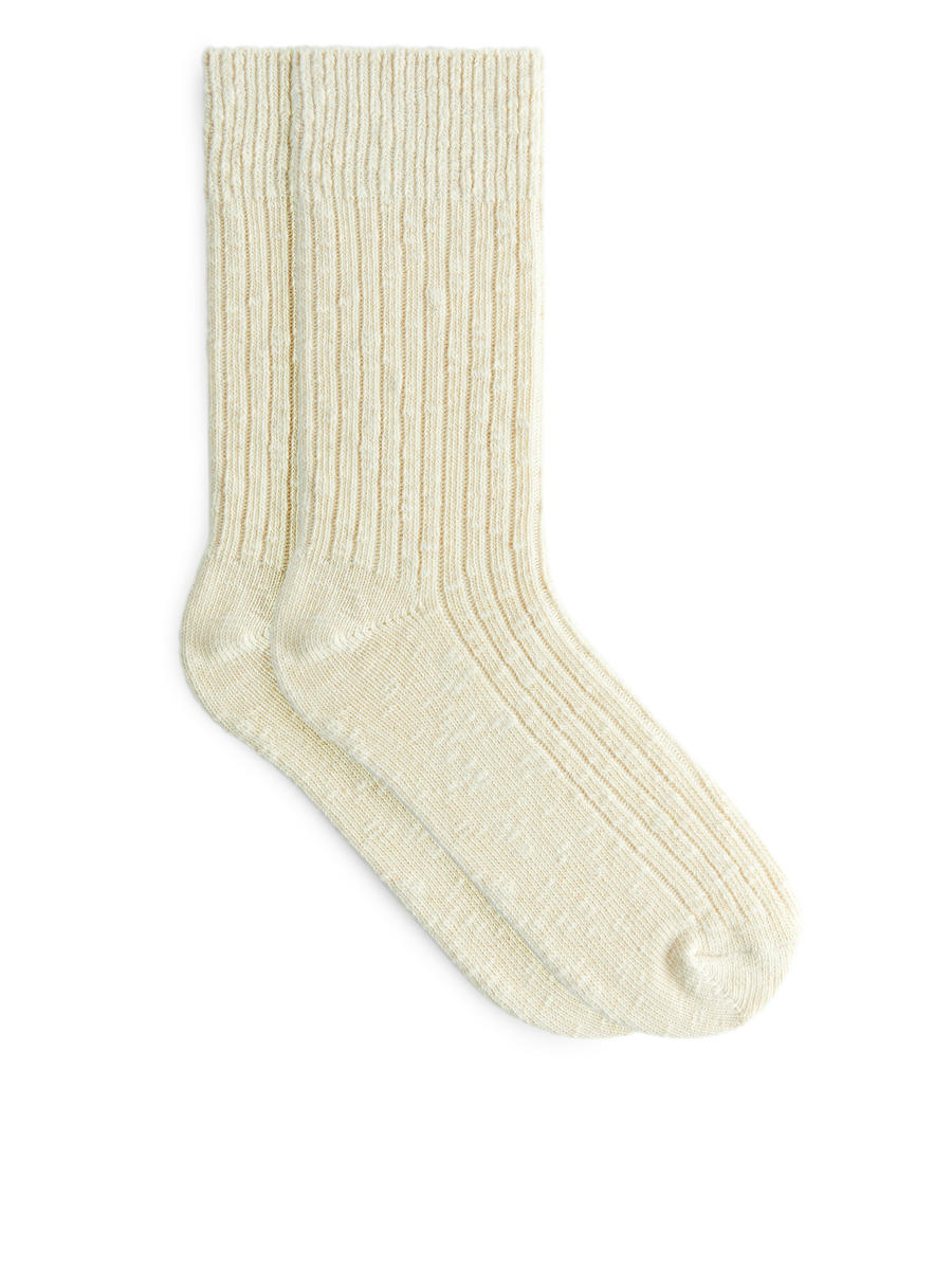 Grobe Stricksocken-#DCD6C7-11447