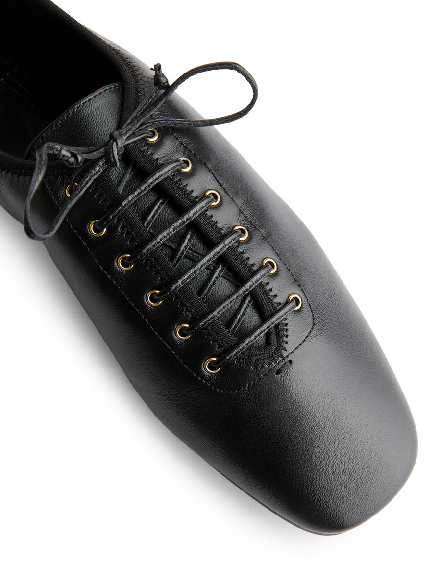 Lace-Up Derby Flats - Black - Women - 1220141001