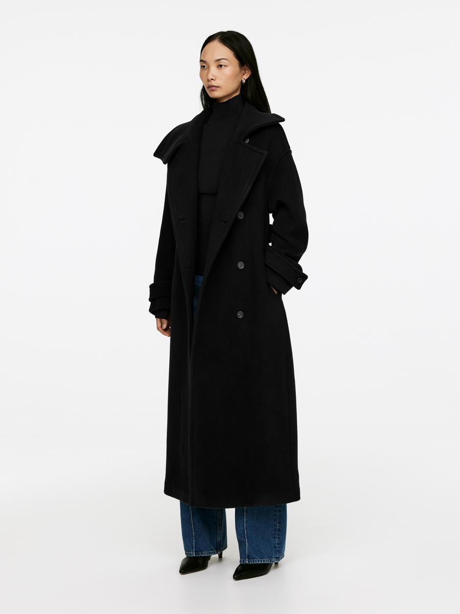 Black wool blend coat best sale