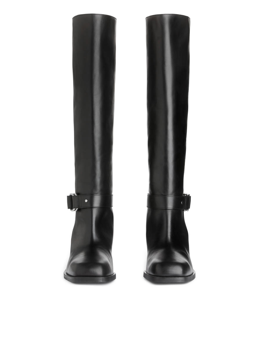 Knee-High Leather Boots-#272628-5715