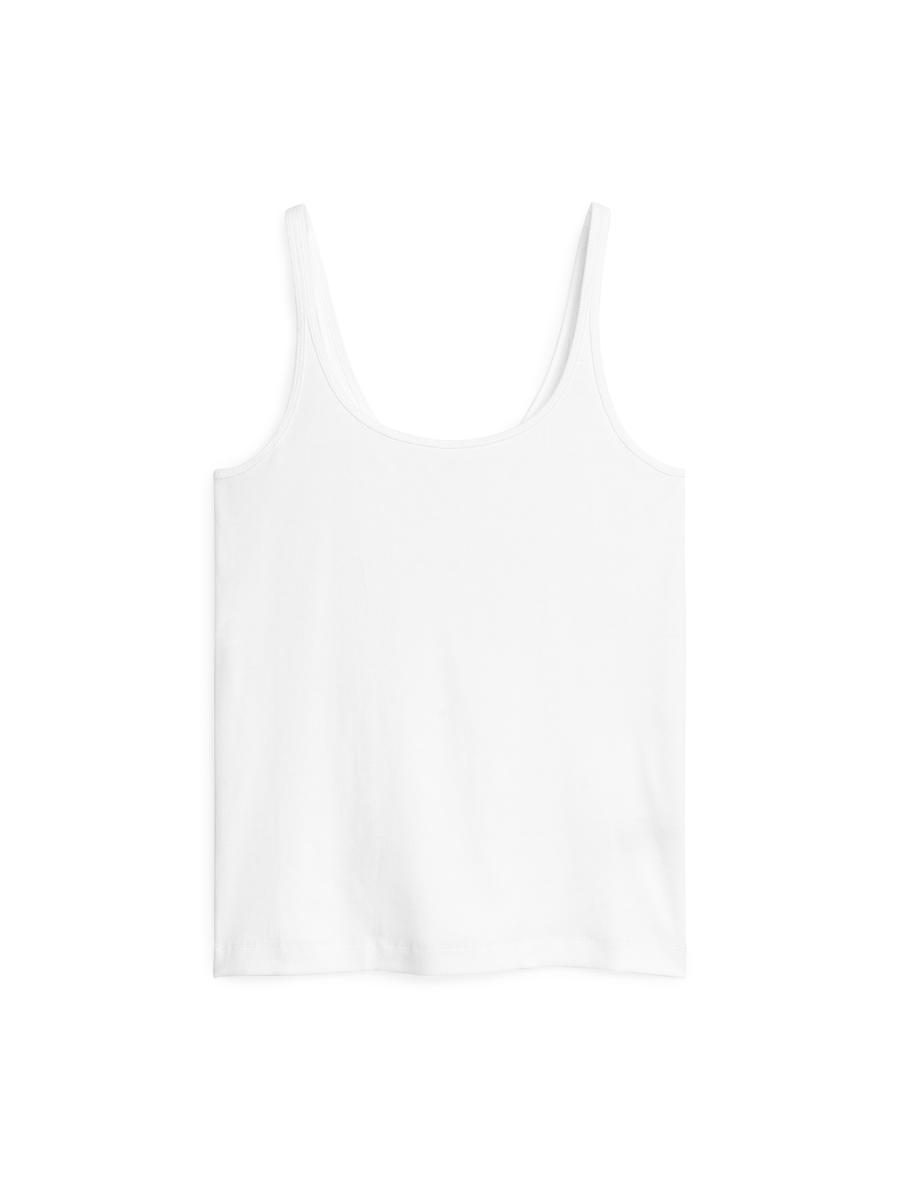 Ribbed Tank Top-White-5164