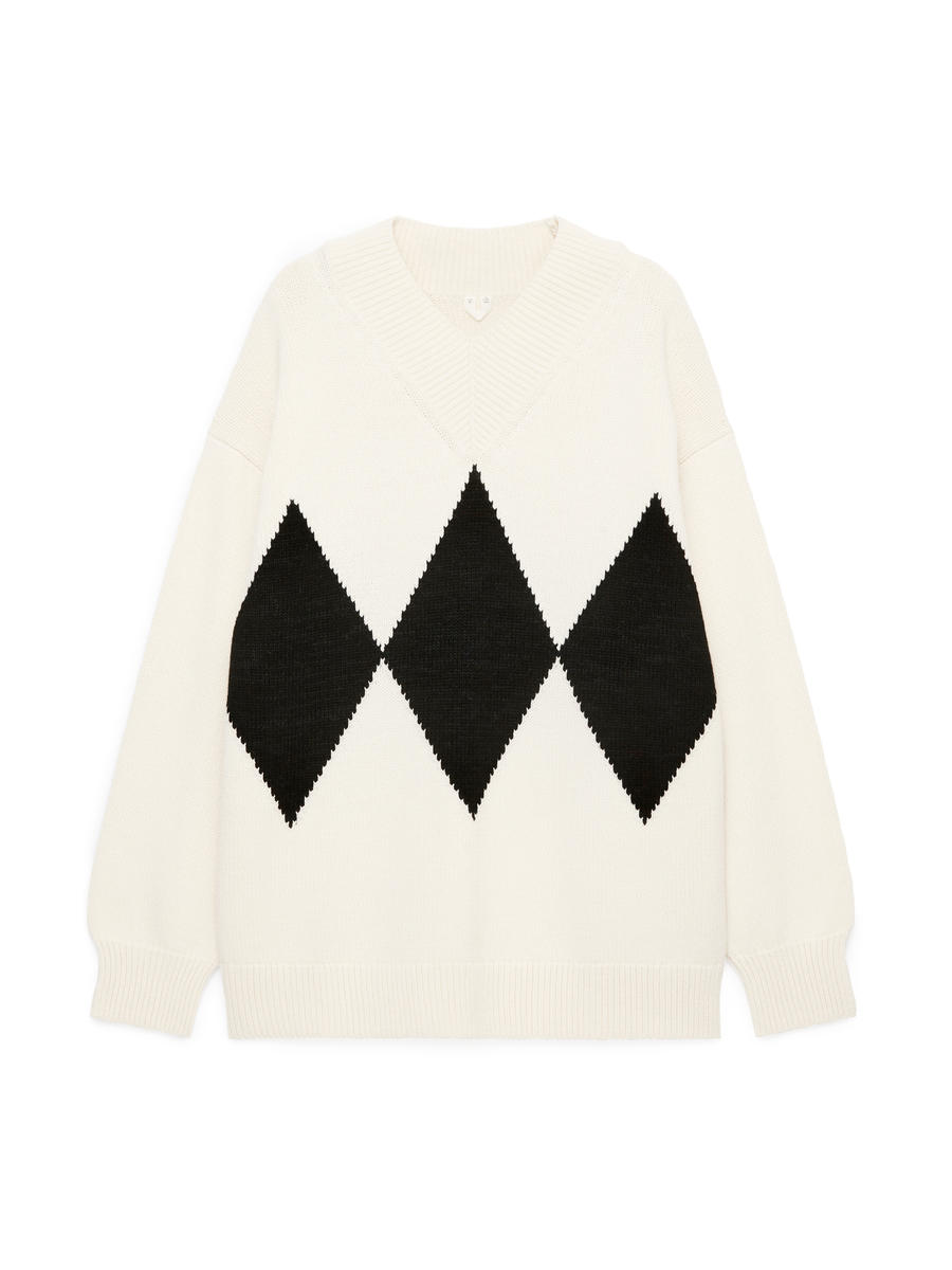 Relaxed Wool-Cotton Jumper-Multi-13848