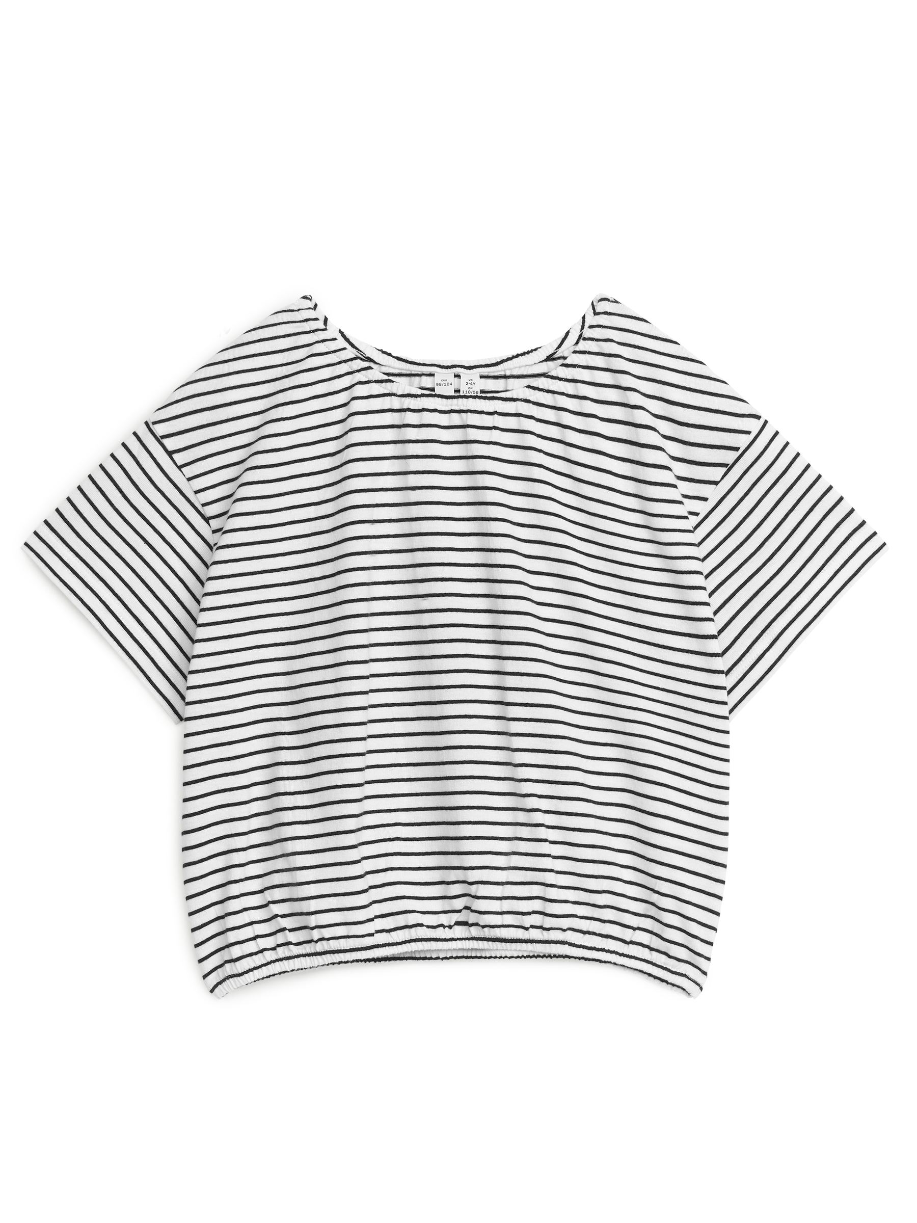 Voluminous Gathered Jersey Top - Black/Stripe - Loose fit - Children - StillMedia/DescriptiveStillLife - 3