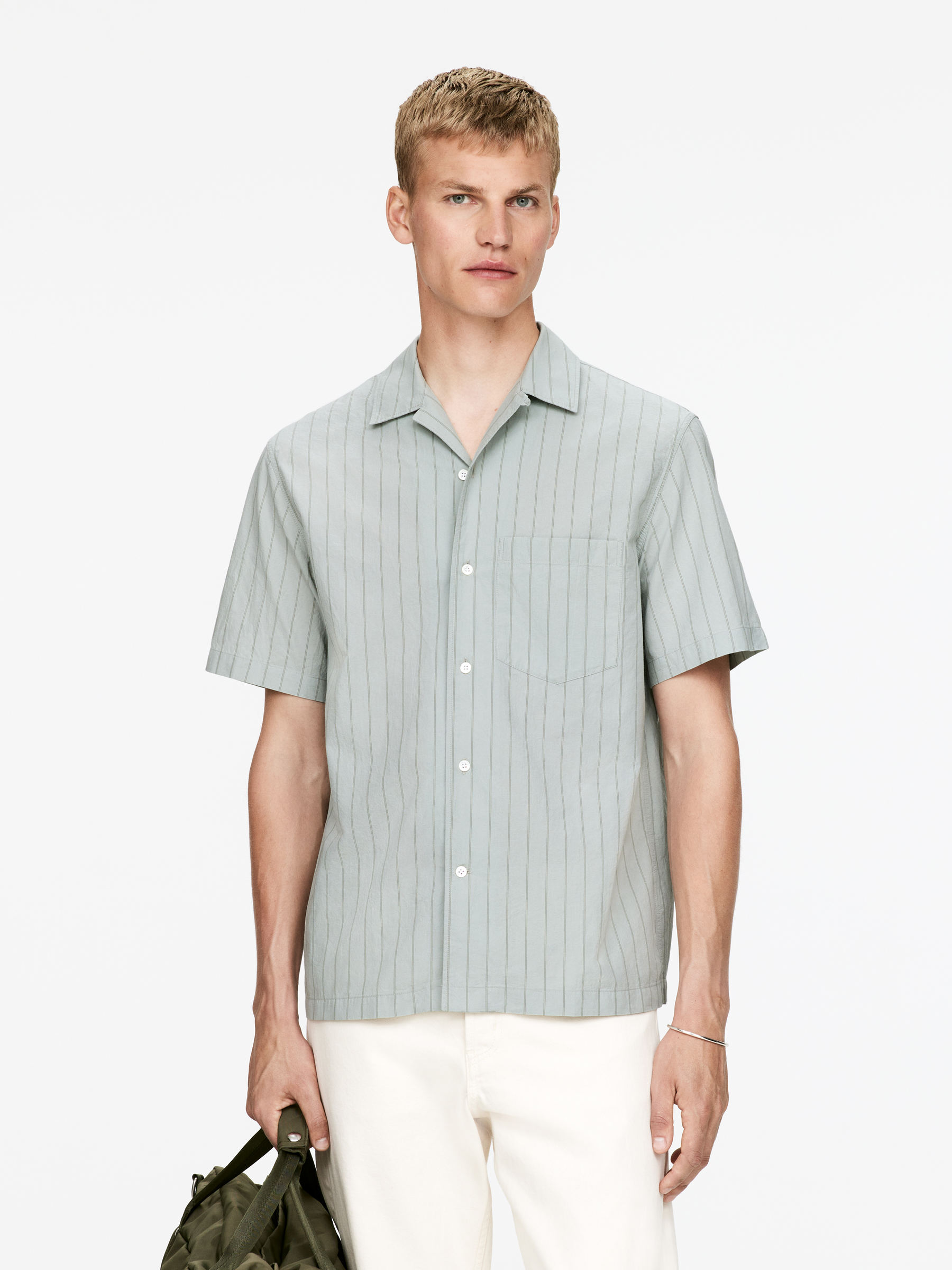 Cotton Resort Shirt-#A8ACA9-15907