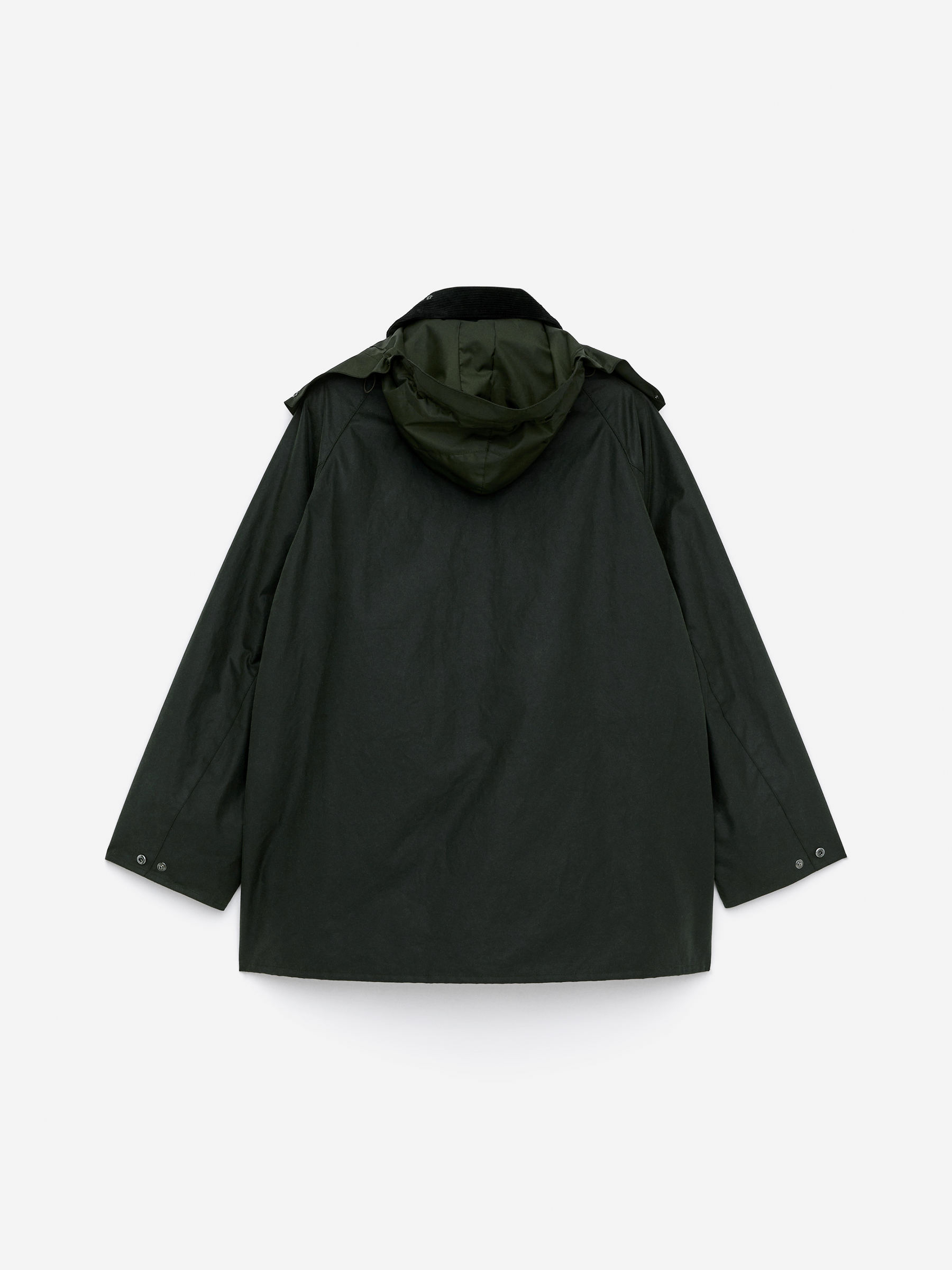 ARKET and Barbour Waxed Cotton Jacket - Dark Green/Checkered - Loose fit - Men - StillMedia/DescriptiveStillLife - 5