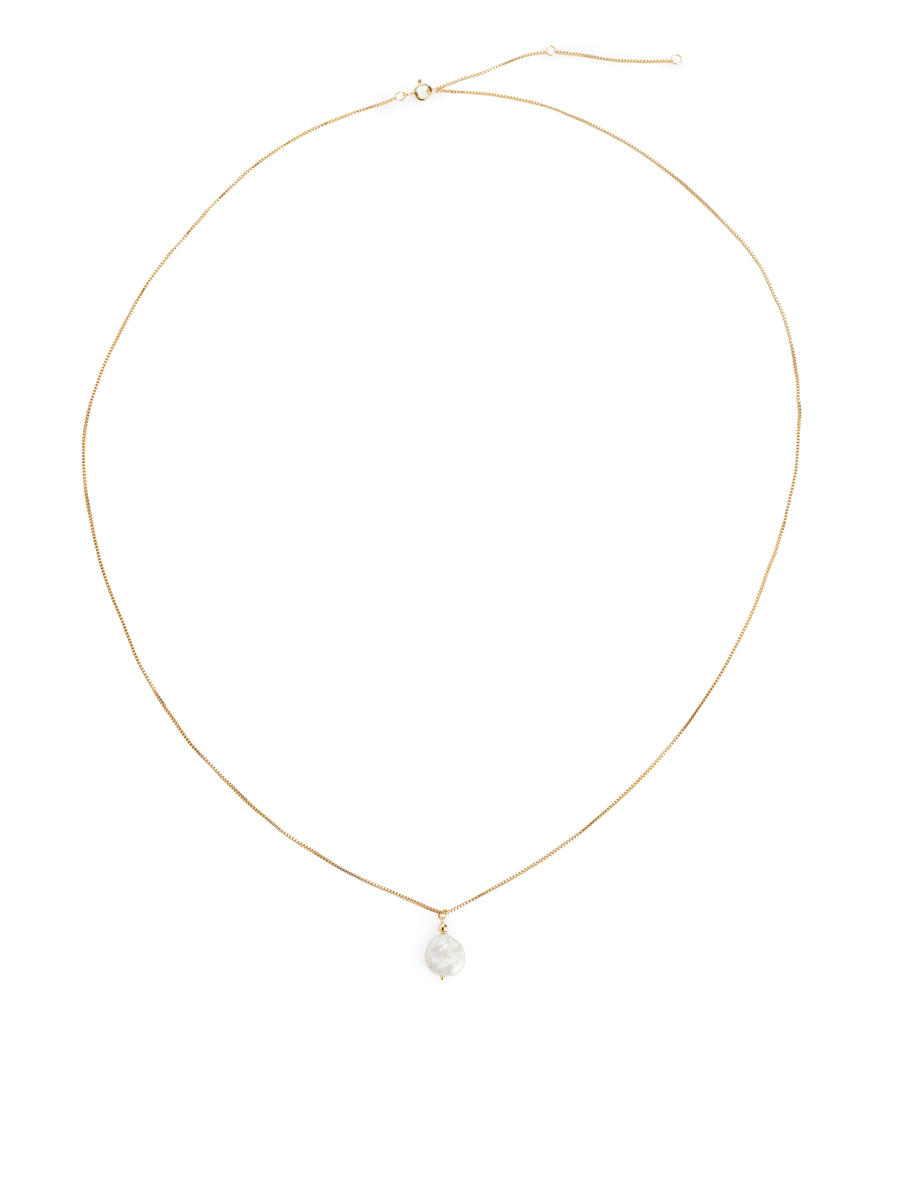 Freshwater Pearl Chain Necklace - Gold/White - Women - 1234949001