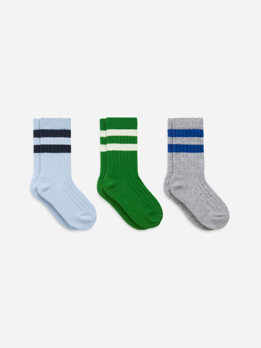 Rib Knit Socks Set of 3-#A3BBE0-12764