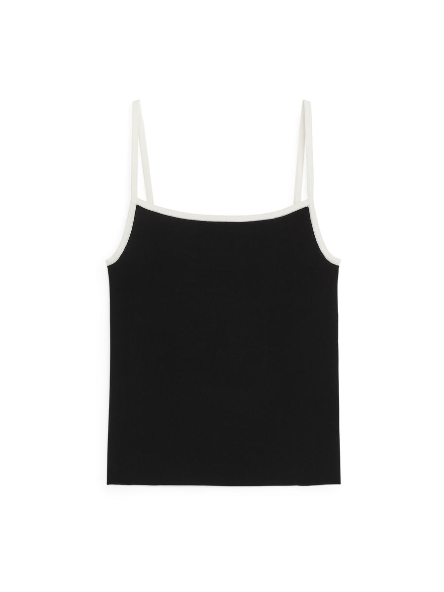 Knitted Strap Top - Black - Slim fit - Women - 1227350001