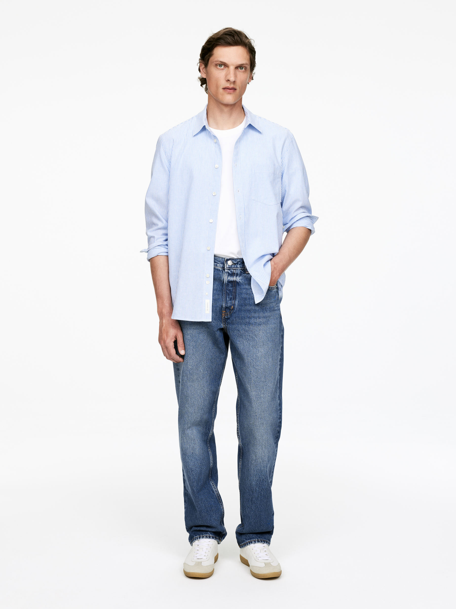 OCEAN Loose Straight Jeans-#606575-12003
