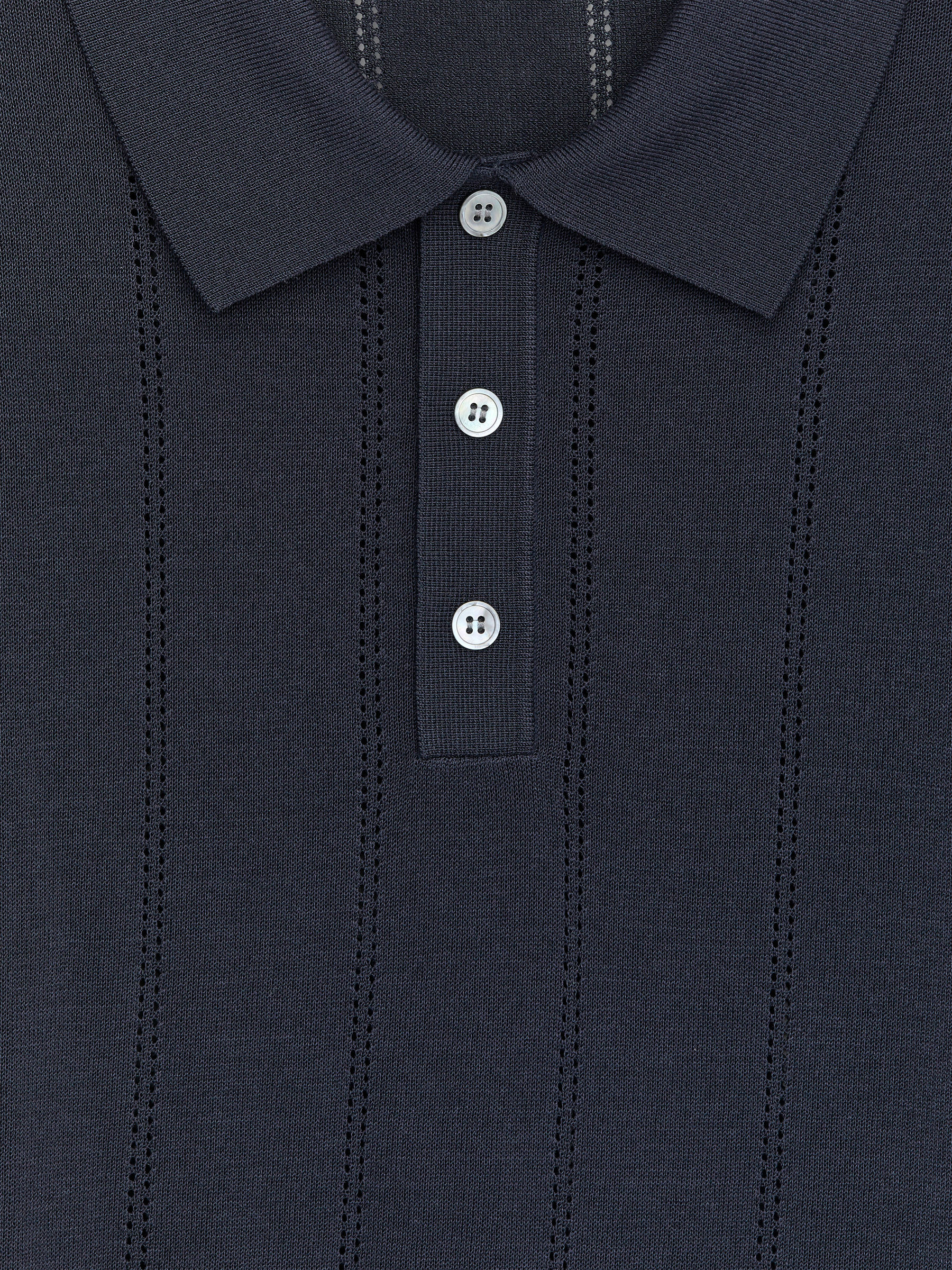 Pointelle Polo Shirt - Dark Blue - Regular fit - Men - StillMedia/DescriptiveDetail - 1