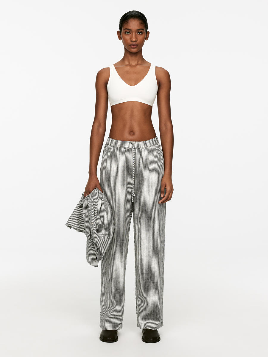 Linen Drawstring Trousers-#272628-1488