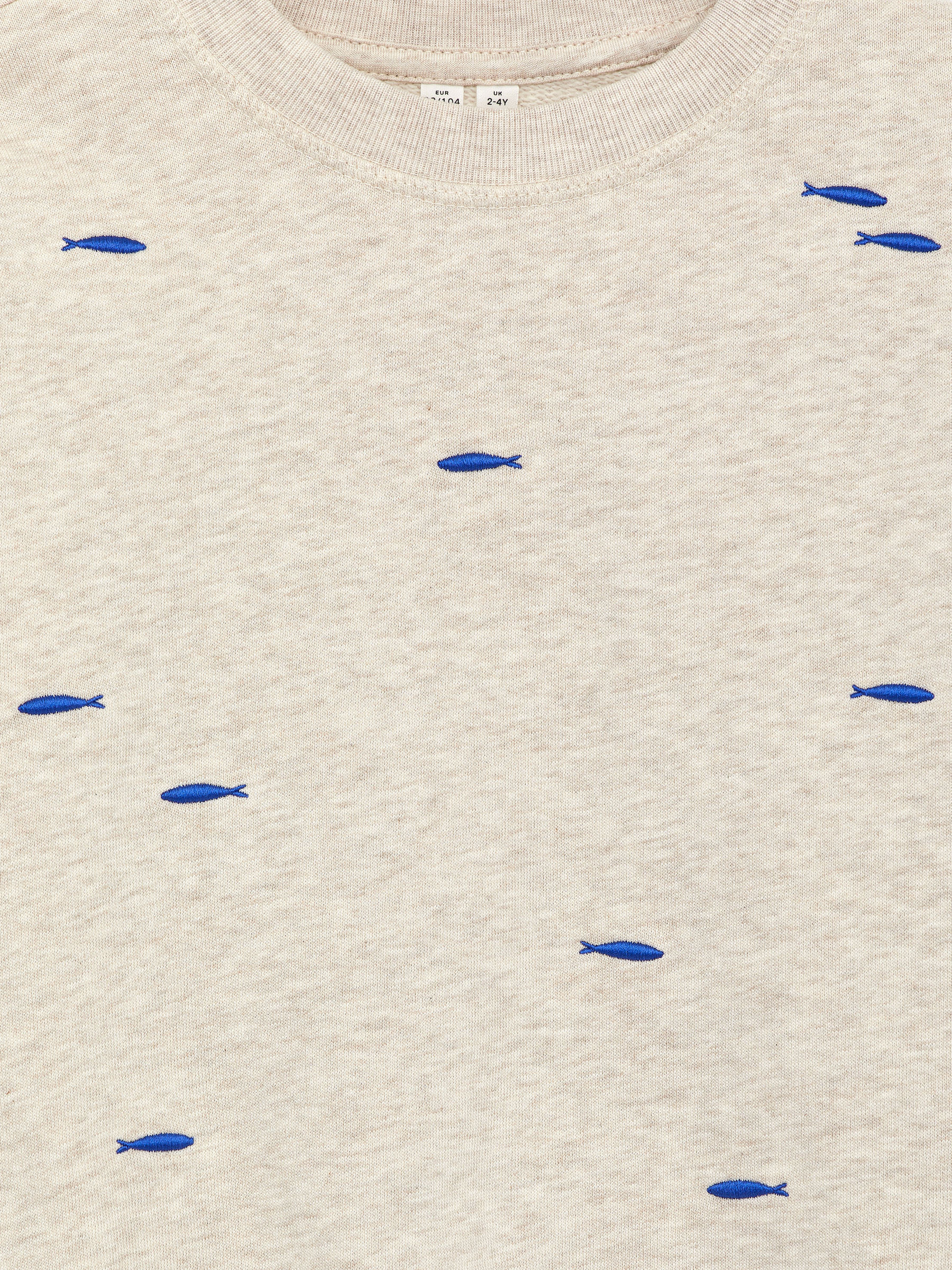 Embroidered Sweatshirt - Oat Melange/Blue Fish - Regular fit - Children - StillMedia/DescriptiveDetail - 1