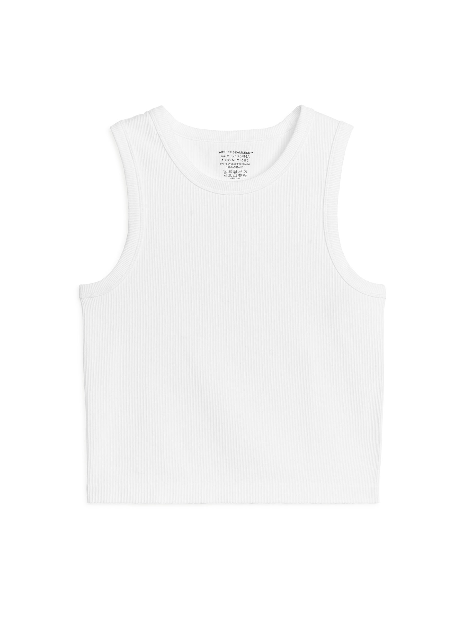Ribbed Seamless Tank Top-#FFFFFF-5741