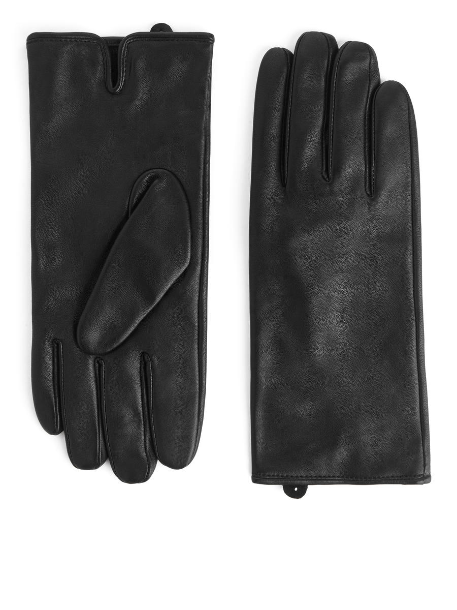 Lined Leather Gloves-#272628-13078