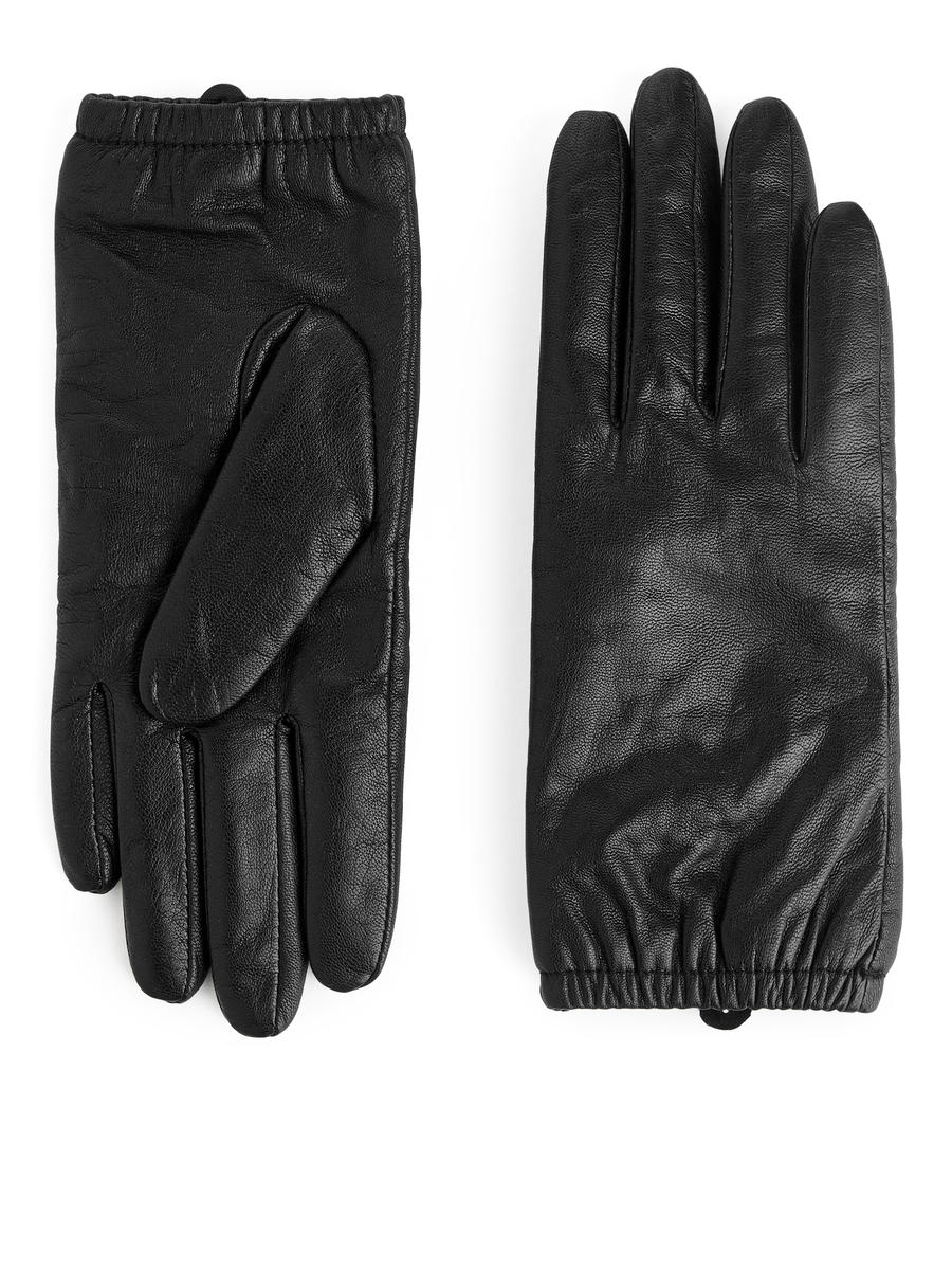 Lined Leather Gloves-#272628-6477