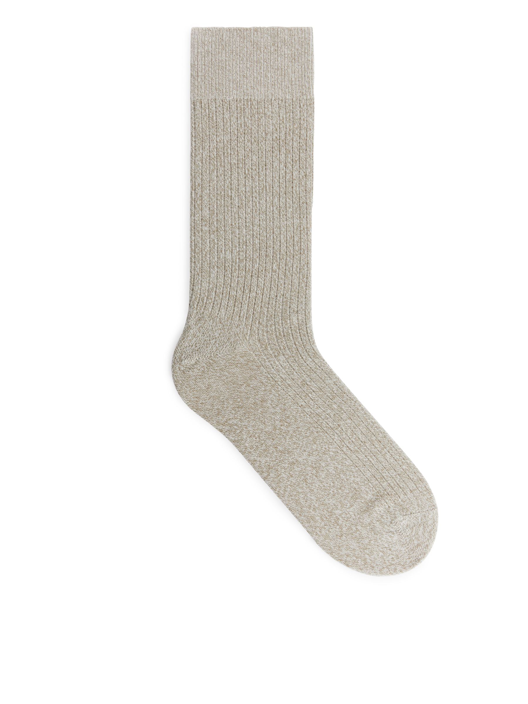 Calzini a coste in cotone Supima-#C8C3AE-9588