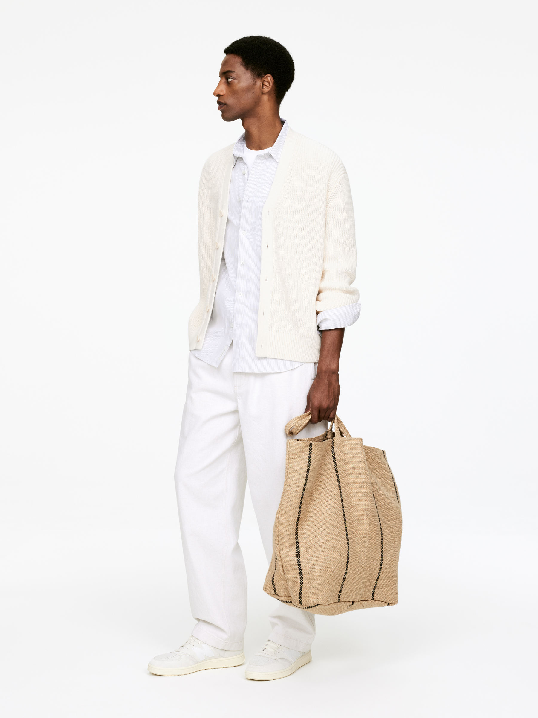Cardigan en mélange de lin - Blanc cassé - Homme - StillMedia/Lookbook - 11