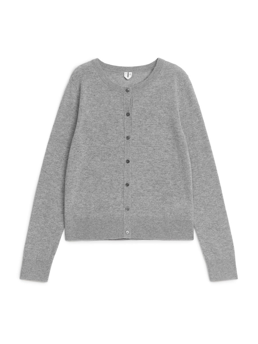 Cashmere Cardigan - Grey Melange - Slim fit - Women - 1228729001