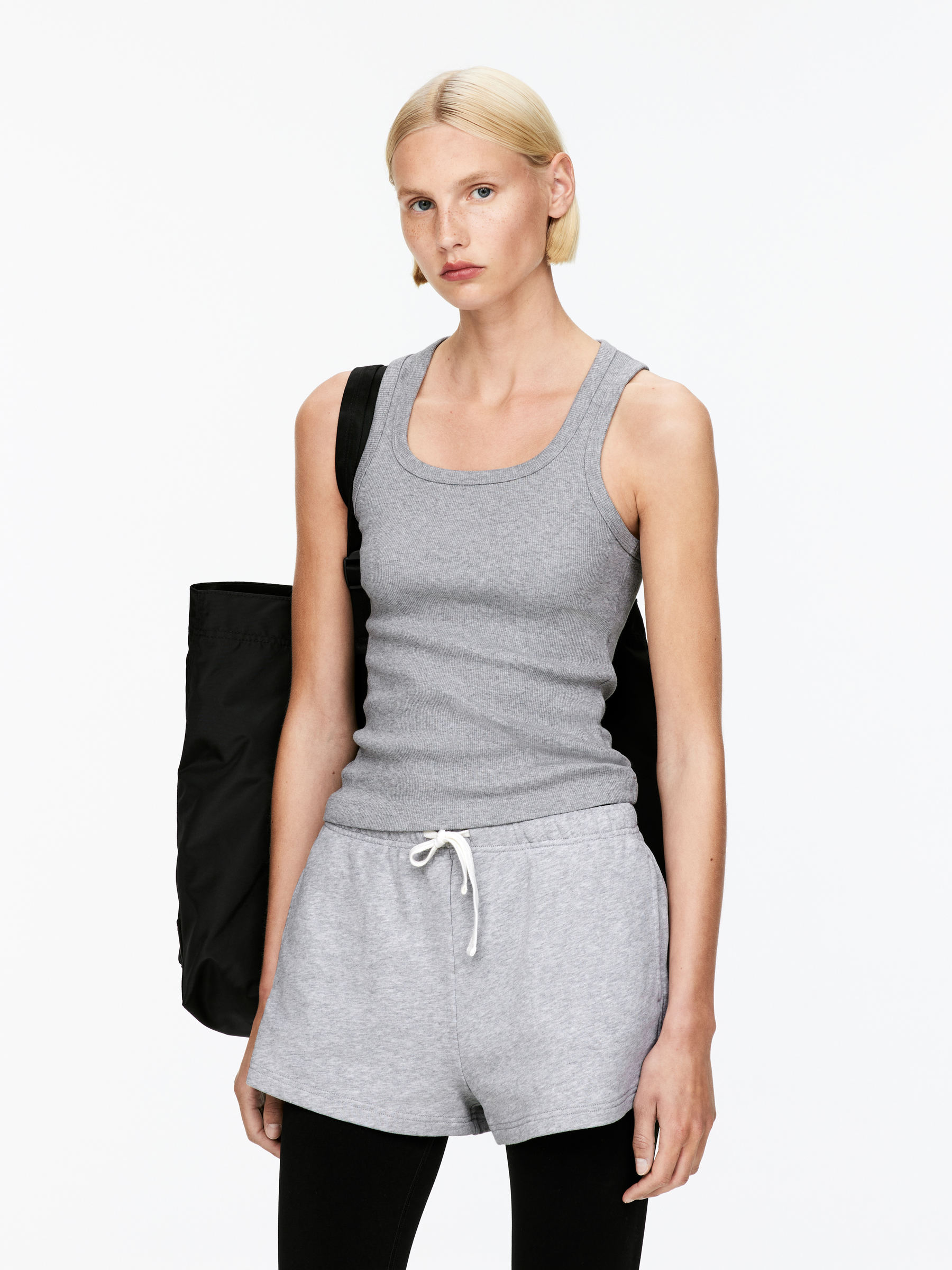 Ribbed Tank Top-#666B75-15266