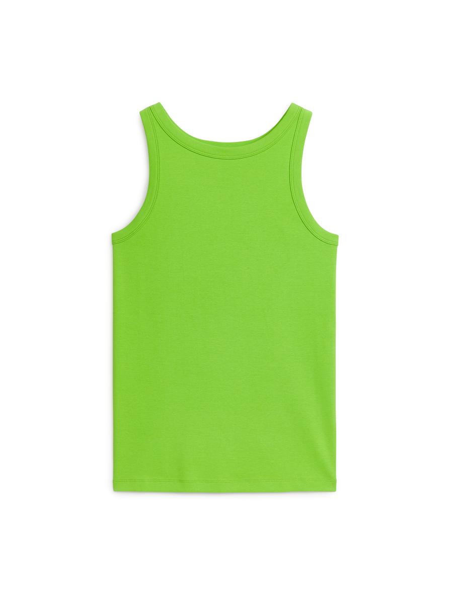 Rib Tank Top - Bright Green - Slim fit - Women - 0974907009