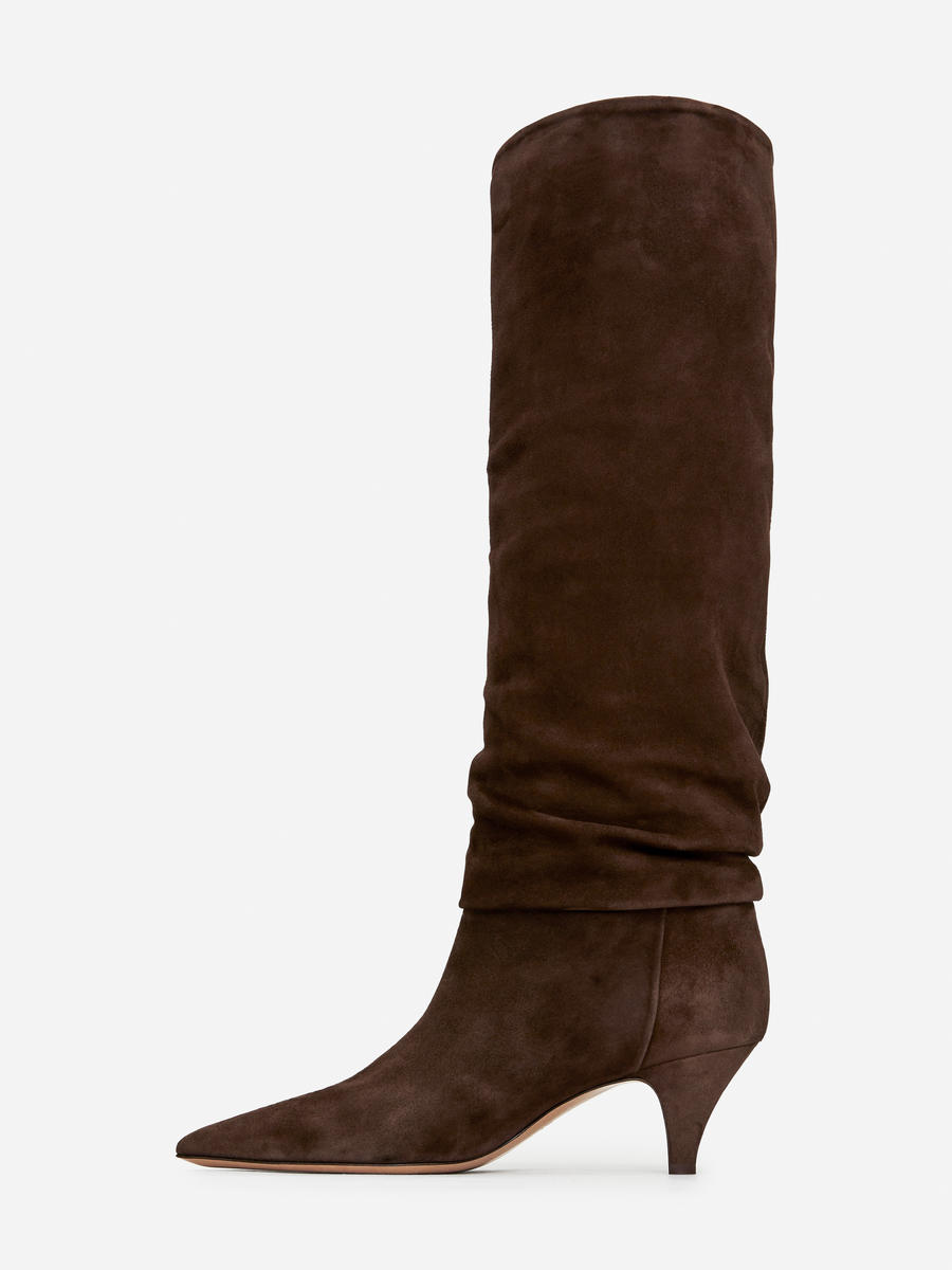 Slouchy Suede Boots-#52453E-12536