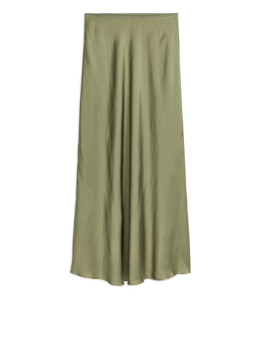 Maxirock aus Satin - Khaki - Regular Fit - Women - 1157074005