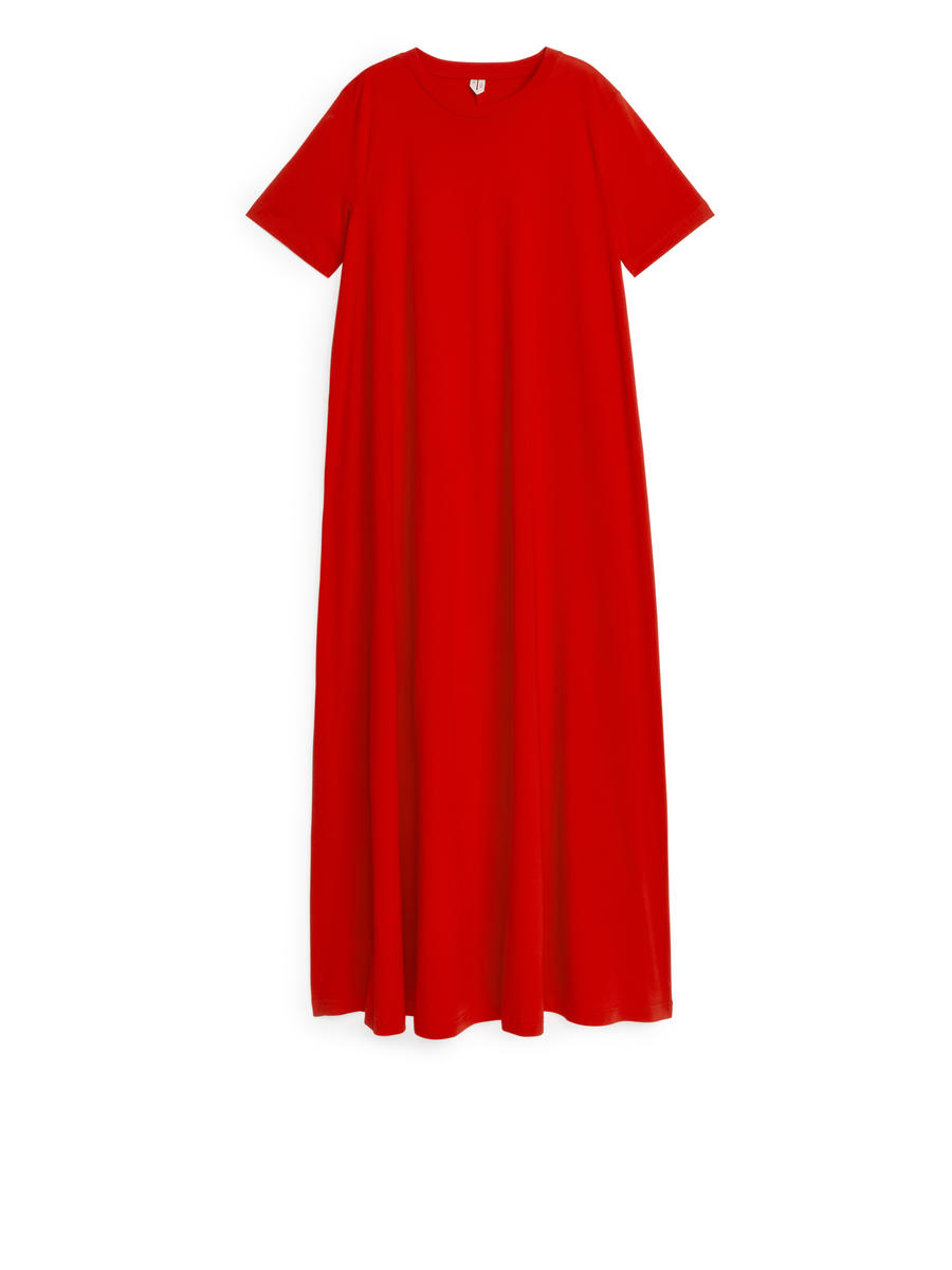 Legeres T-Shirt-Kleid-Rot-7289