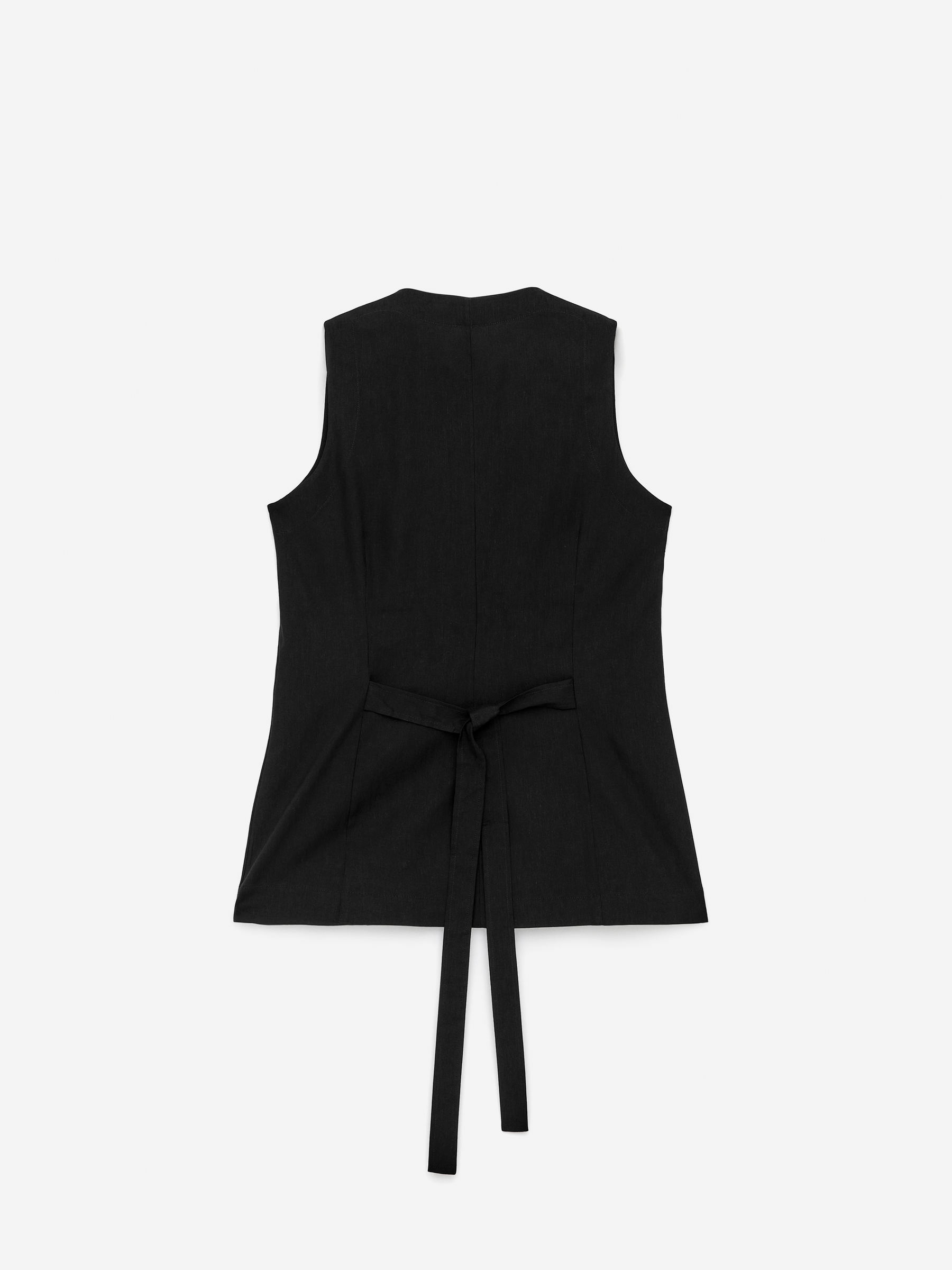 Linen-Blend Waistcoat - Black - Regular fit - Women - StillMedia/DescriptiveStillLife - 8