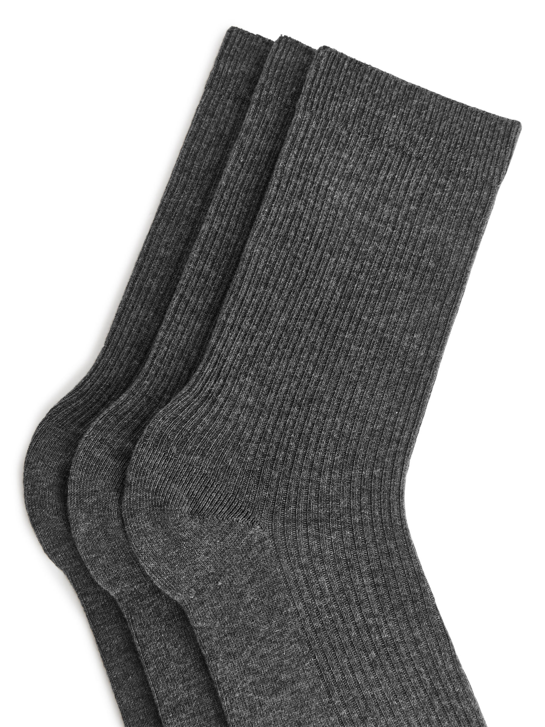 Cotton Rib Socks Set of 3 - Grey Melange - Women - StillMedia/DescriptiveDetail - 1