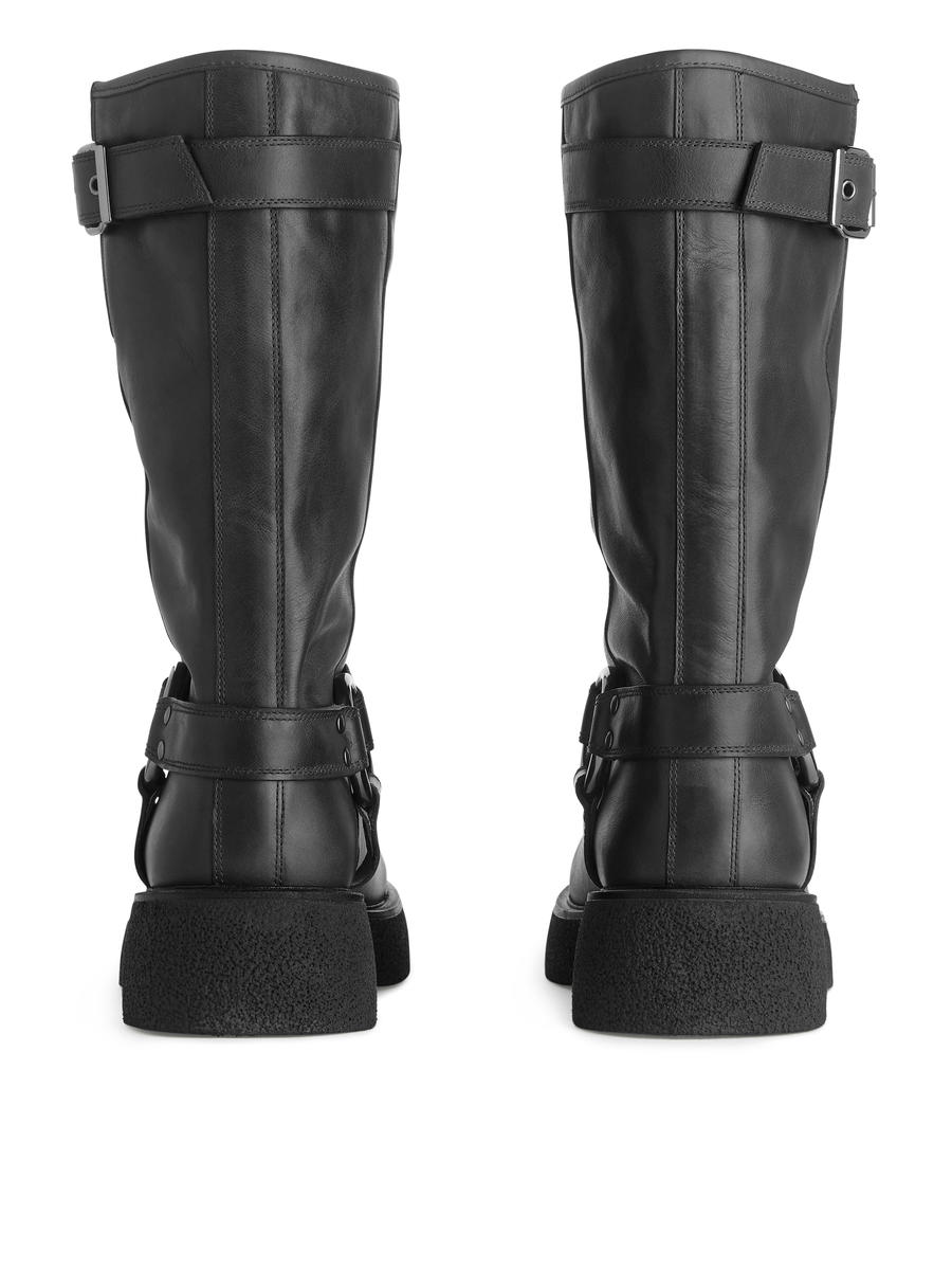 Leather Biker Boots-#272628-5694