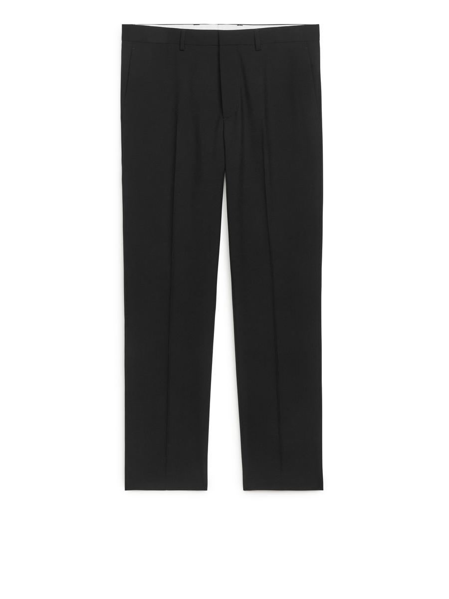 Slim Hopsack-Wool Trousers-#272628-529