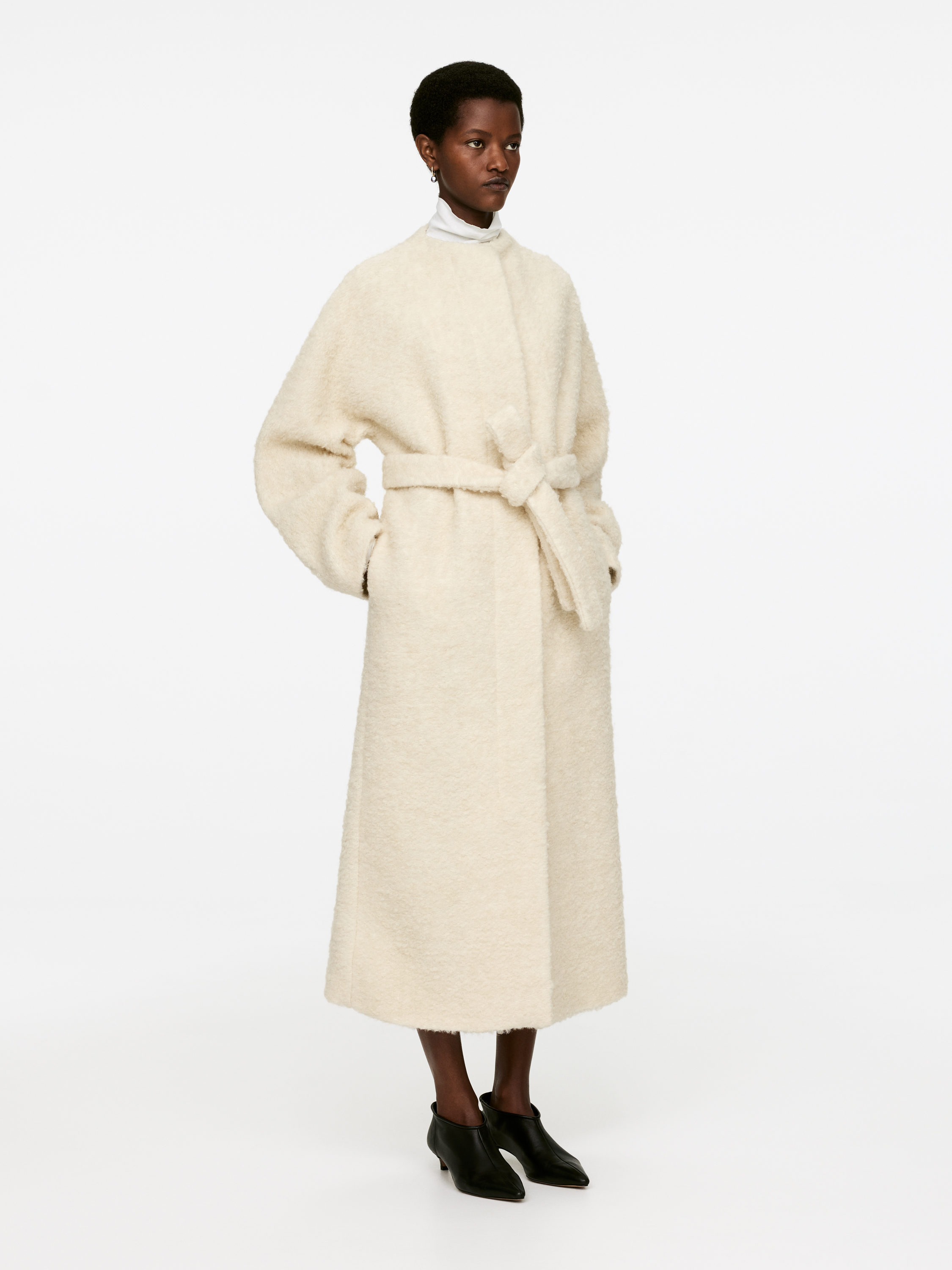 Boucle Wool Coat Off White Women ARKET NL