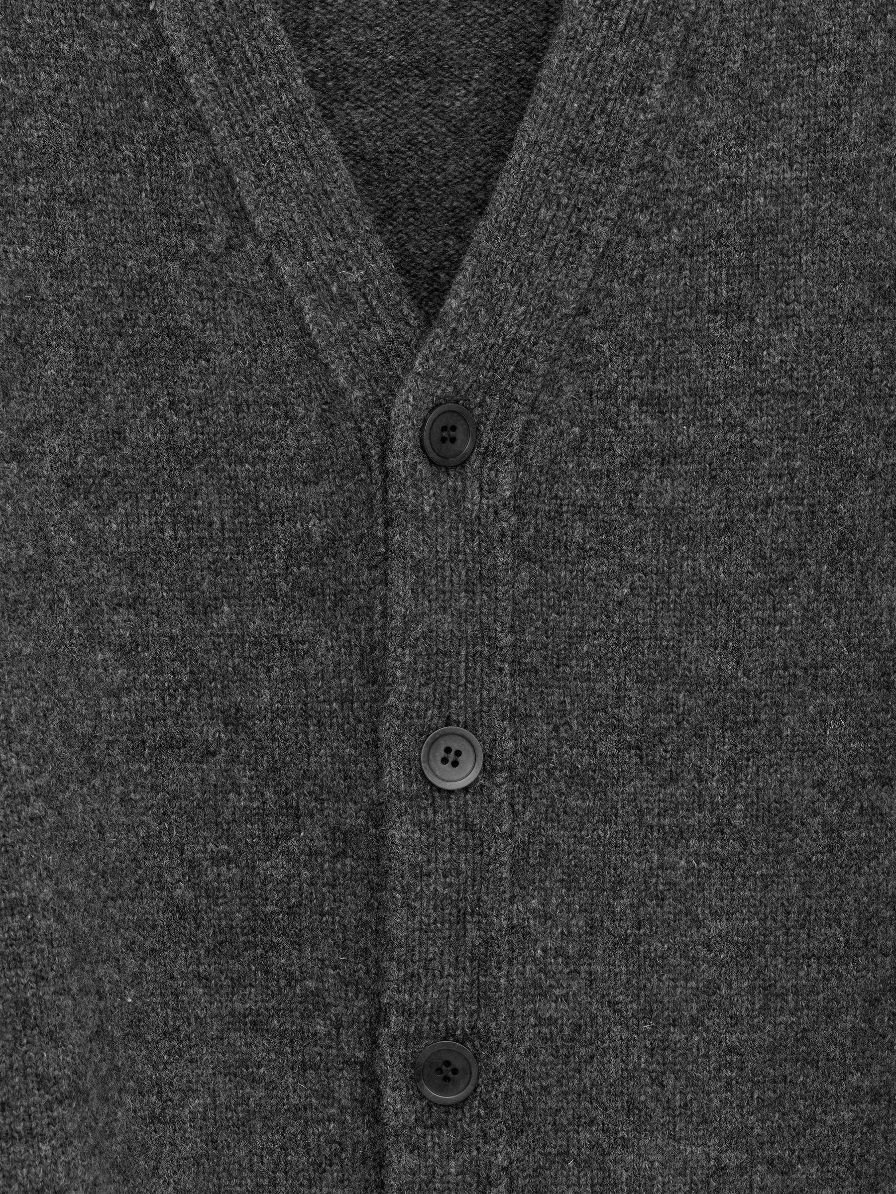 Cardigan en laine col en V - Gris foncé - Loose fit - Homme - StillMedia/DescriptiveDetail - 1