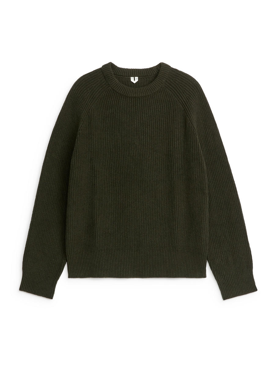 Linen Cotton Jumper Dark Green Men ARKET DK