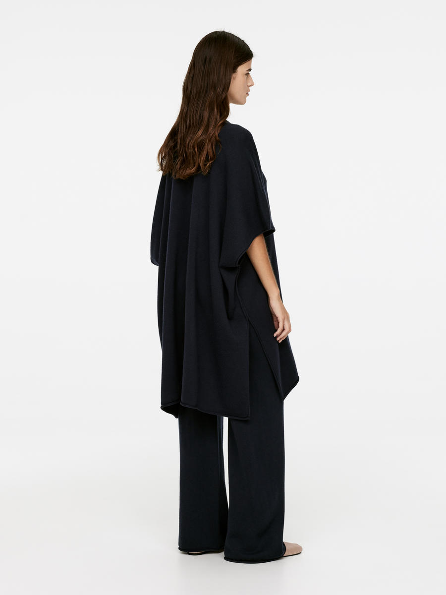 U-Neck Wool Cape-#2B2C32-13293