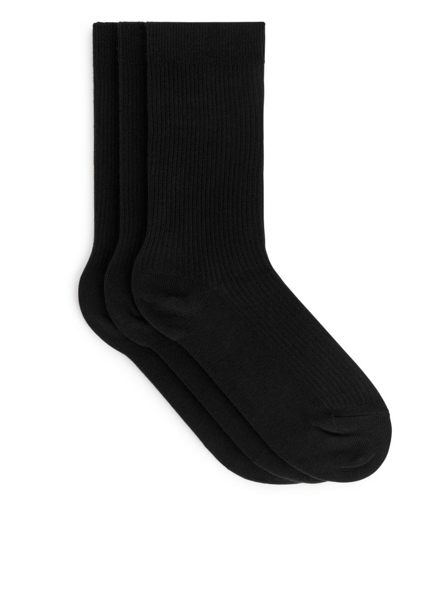 Gerippte Baumwollsocken, 3er-Pack-#272628-6132