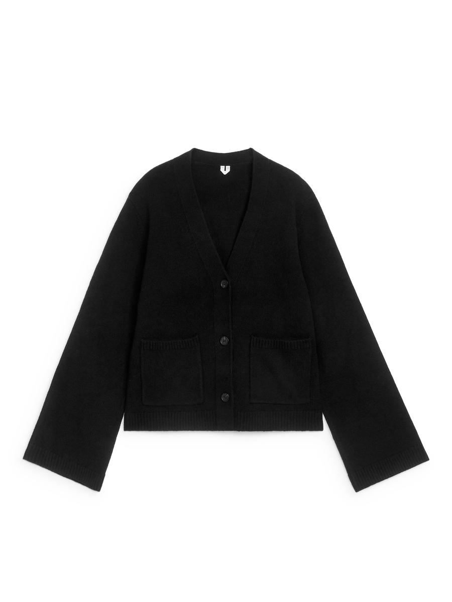 Wool Cardigan-Black-12838