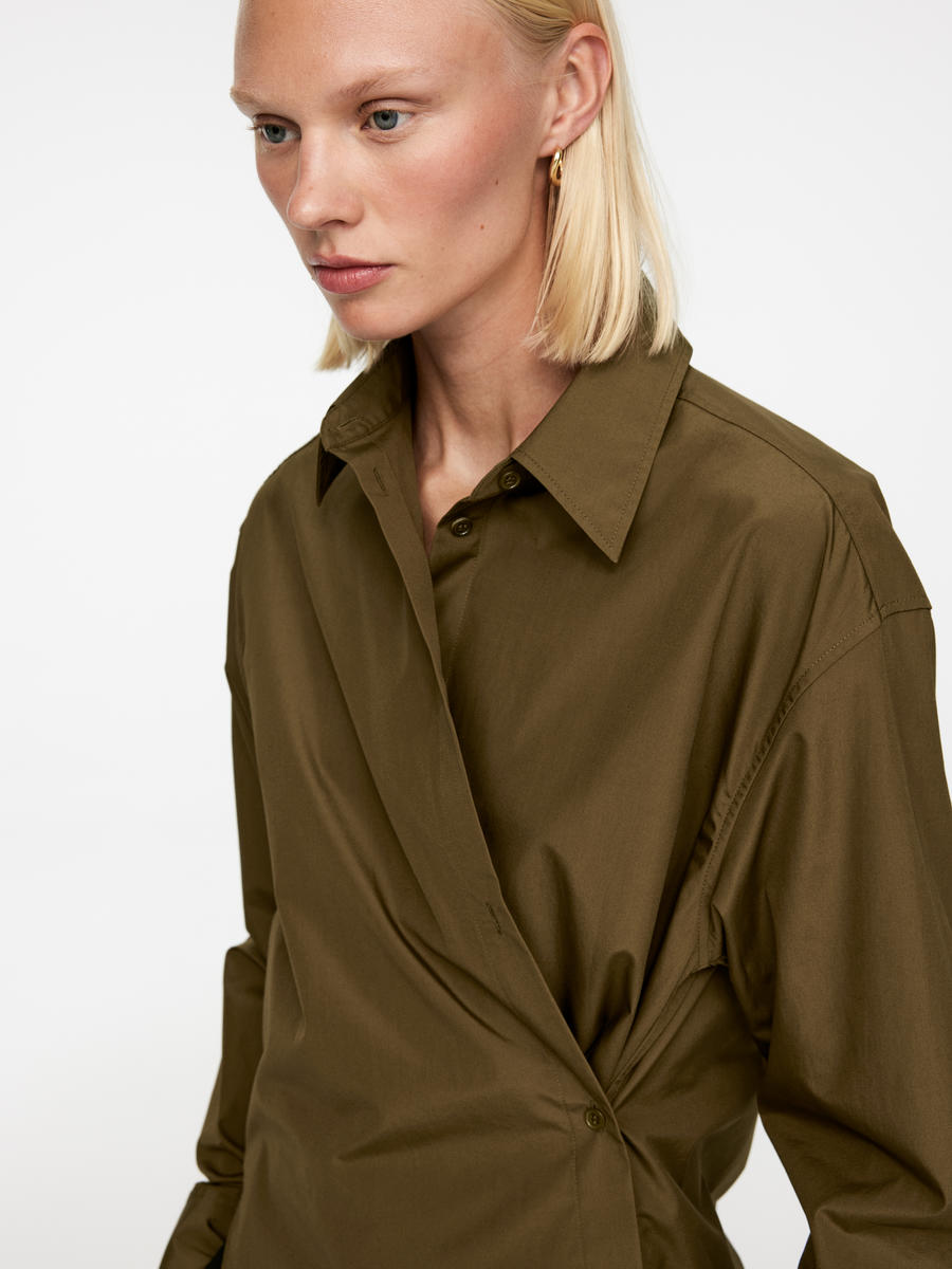 Two-Way Poplin Shirt-#6B664C-12486