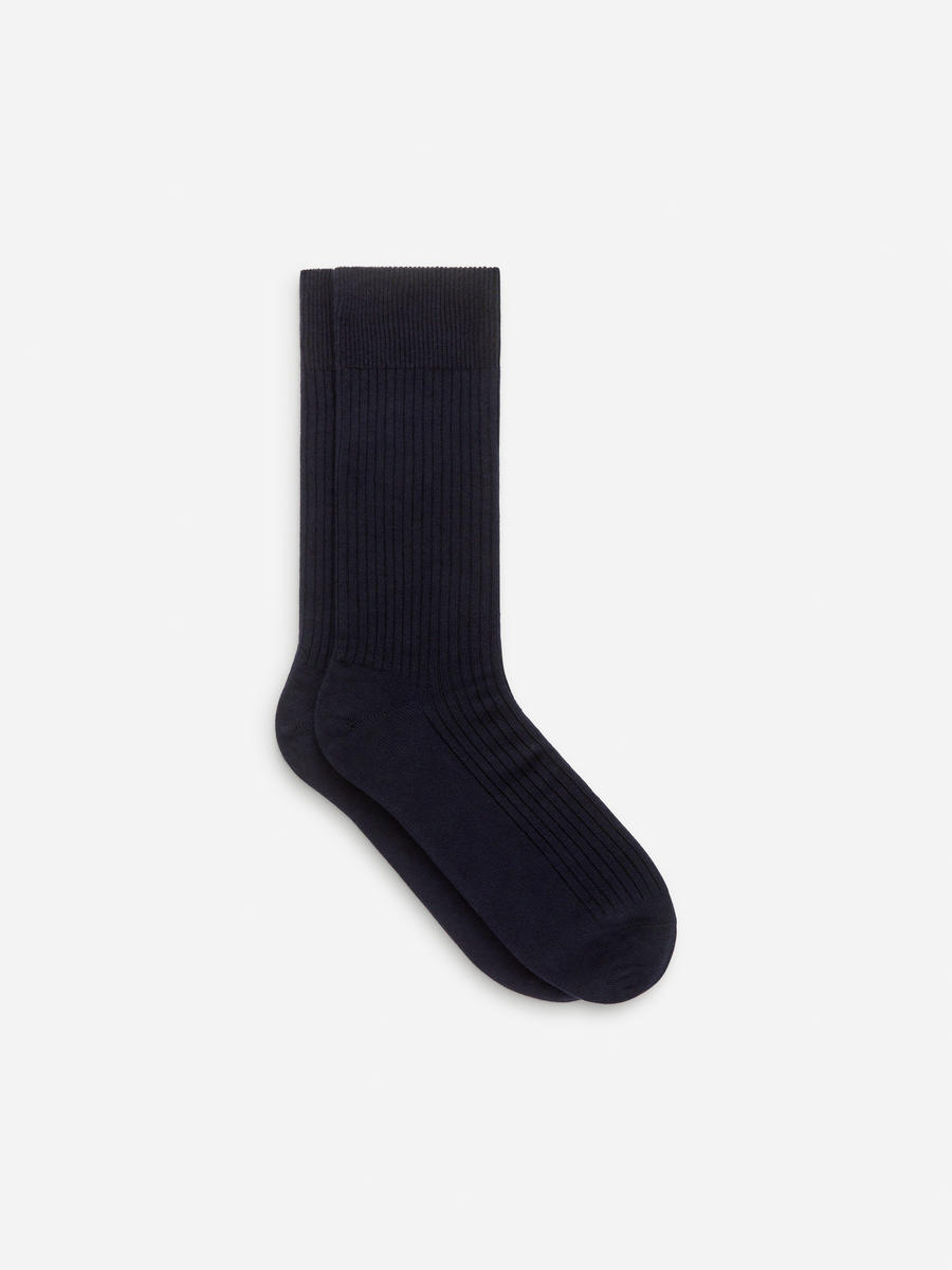 Supima Cotton Rib Socks-Blue-0633369001